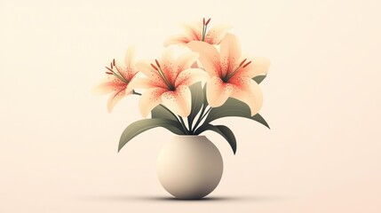 Obraz premium Peach lilies in minimalist vase.