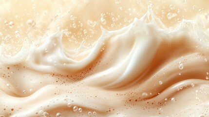 Creamy beige liquid wave with bubbles.