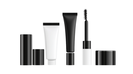 Elegant Cosmetic Tube and Mascara Mockup for Branding Presentation on white and transparent Background