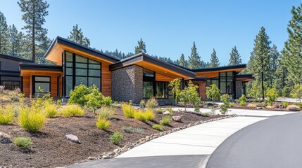 Naklejka premium A row of sleek modern homes equipped with backup power systems.