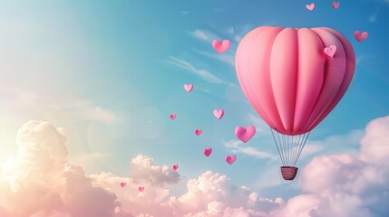 Obraz premium Pink Heart Balloon in the Sky