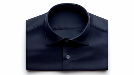 A perfectly ironed navy shirt set against a clean white background. Ironshade. Illustration