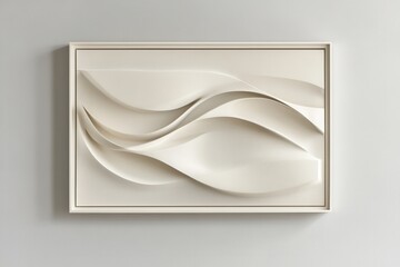 Abstract Cream Wave Sculpture Framed Art