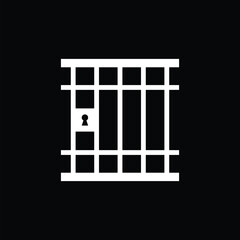 Jail, prison icon isolated on black background. Vector illustration.