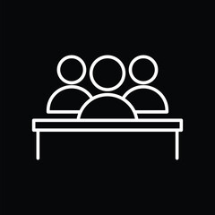 Jury group committee line icon, People jury icon isolated on black background. Vector illustration.