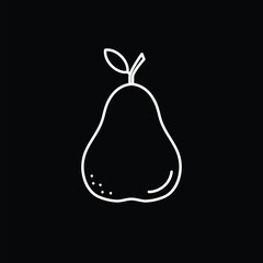 Pear with leaf fruit icon isolated on black background. Vector illustration.