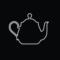 Teapot , kettle, tea kettle line icon isolated on black background. Vector illustration.