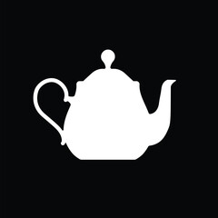 Teapot , kettle, tea kettle icon isolated on black background. Vector illustration.