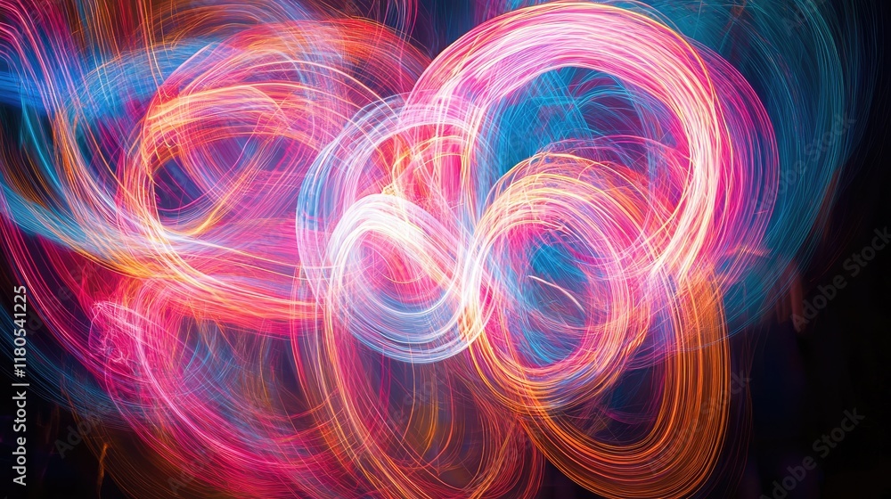 Aufkleber Abstract Colorful Light Trails in Motion Creating Beautiful Swirling Patterns and Vibrant Background Effects