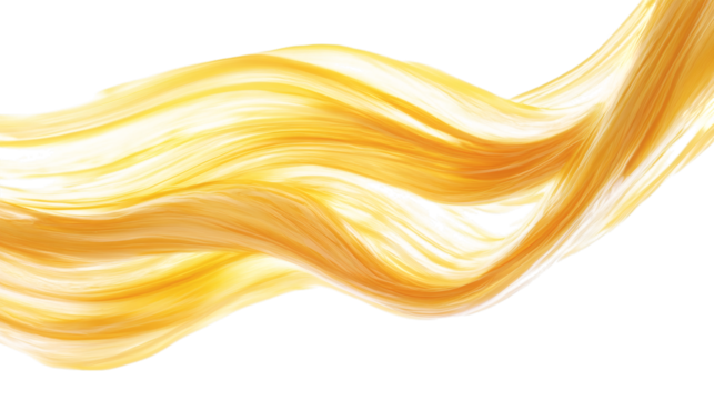 Textured yellow paint brushstroke resembling sunlight isolated on white background