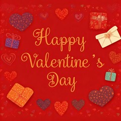 valentine's day red background, valentine's day illustration.