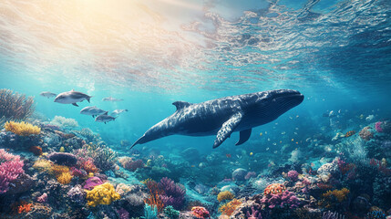 Fototapeta premium shark and diver