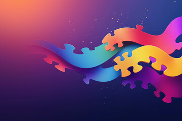 2 April world. Autism Awareness Day. Colorful Puzzle icon with puzzle. Banner background design template