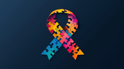 2 April world. Autism Awareness Day. Colorful Puzzle icon with puzzle. Banner background design template