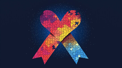 2 April world. Autism Awareness Day. Colorful Puzzle icon with puzzle. Banner background design template