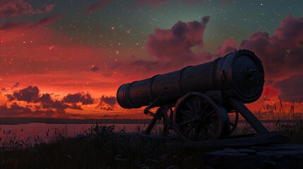 Sunset Cannon: A Serene Landscape of History and Nature