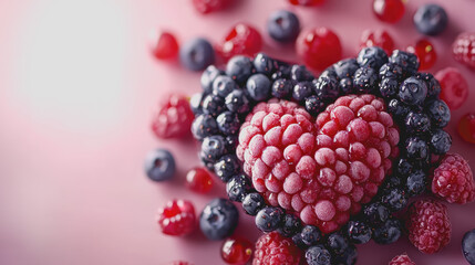 Heart healthy foods vibrant berries on pink background fresh organic nutrition antioxidant lifestyle wellness colorful composition photography stock image