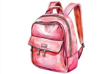 Fototapeta premium Stylish pink backpack with a sleek design, perfect for students and trendy outings.