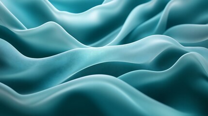 Fototapeta premium Teal fabric waves, abstract background, design texture