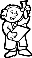 Scientist holding a beaker and clipboard