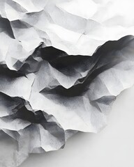 Abstract Gray & White Texture: Crumpled Paper, Artistic Design, Monochrome Art