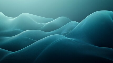 Fototapeta premium Teal abstract hills, flowing landscape, digital art, background