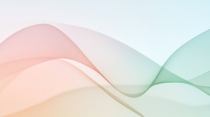 Obraz premium Light blue sky rainbow gradient with smooth curves. Pastel color background. Light pink and green tones gradient wallpaper