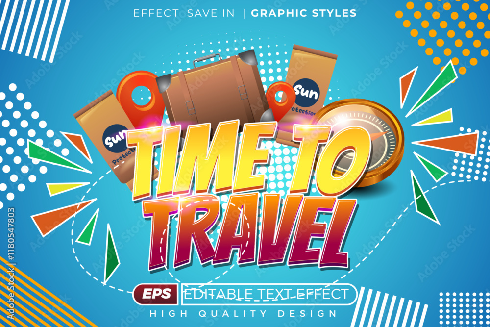 Poster editable 3d text effect time to travel