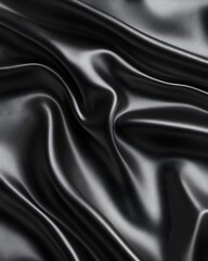 Fototapeta premium Black Leather Drape: Texture, Waves, and Luxury