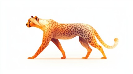 Walking cheetah in low poly style.
