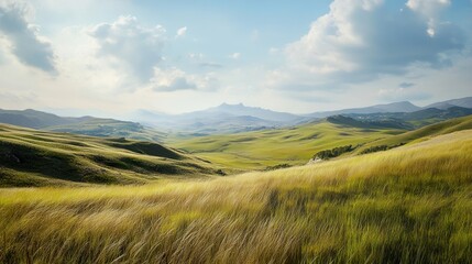 Obraz premium Serene Rolling Hills Landscape: A Breathtaking Nature View