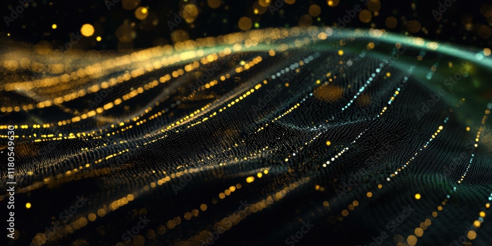 Poster abstract dark background with glowing particles. ai.
