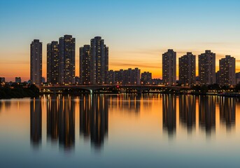 Fototapeta premium タワーマンション・夕暮れの景色・不動産イメージ