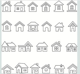 Fototapeta premium House, home, cottage editable stroke outline icons set isolated