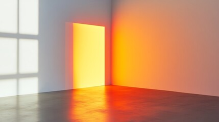 Abstract Room Illuminated By Warm Golden Light