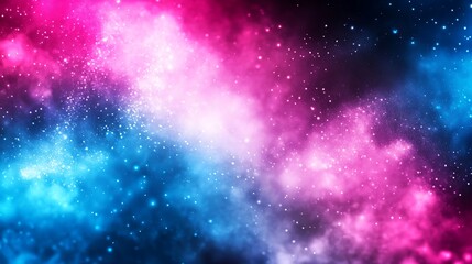 Naklejka premium Abstract Cosmic Nebula Pink Blue Swirling Stars