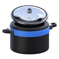 Cooking Pot 3D Icon, designed to symbolize culinary preparation and home cooking