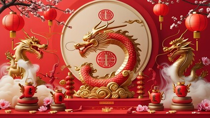 Obraz premium Chinese New Year Background, Chinese New Year