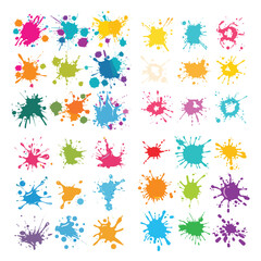 set of color ink splash modern design vector template