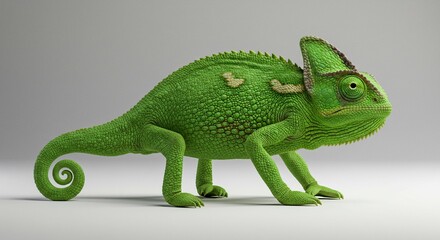 Green Chameleon Reptile Wildlife Animal Closeup Studio Shot