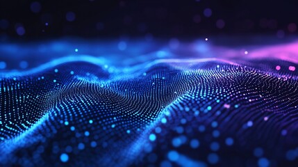 Abstract blue and pink particle wave background. (1)