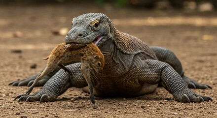 Komodo Dragon Prey Wildlife Predator Hunting Mammal