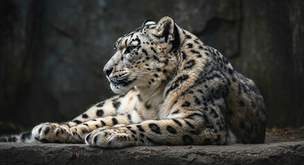 Majestic Snow Leopard Resting Wildlife Photography Big Cat