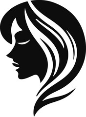 silhouette sketch of a logo icon, a symbol of a modern minimalist woman's face as a symbol of beauty