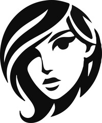 silhouette sketch of a logo icon, a symbol of a modern minimalist woman's face as a symbol of beauty