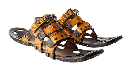 Adjustable Snowshoes Binding Straps for Hiking Isolated on White Background