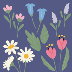 Flower Leaf Leaves Set for spring summer flat design