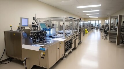 Cleanroom with automated machinery.