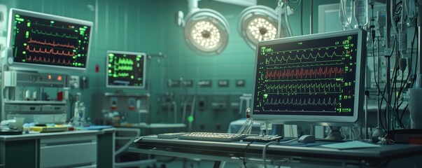 Fototapeta premium Advanced medical equipment in a futuristic hospital environment.