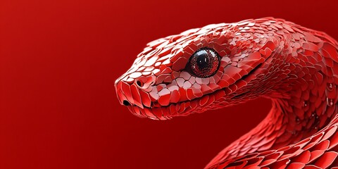 Fototapeta premium Red Snake Closeup Studio